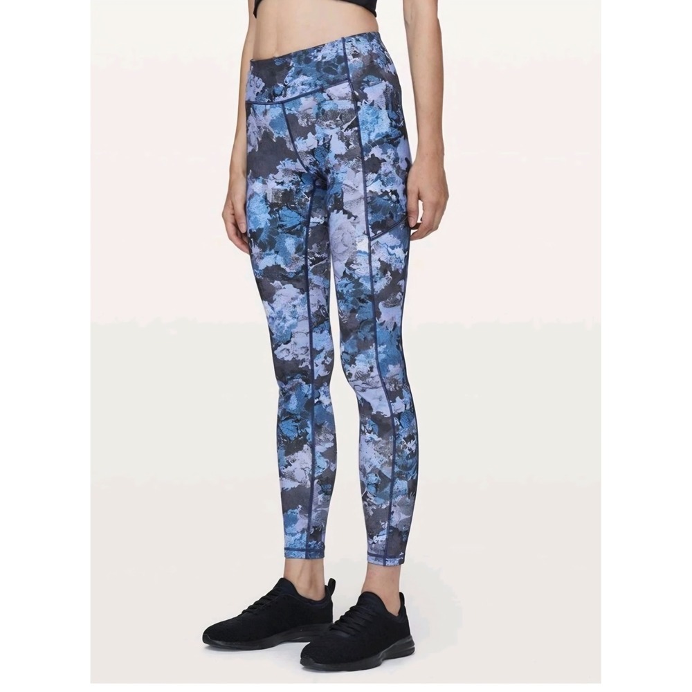 Lululemon Speed Up Tight full Floral Camo Blue Athleisure Outdoor Leggins sz 4